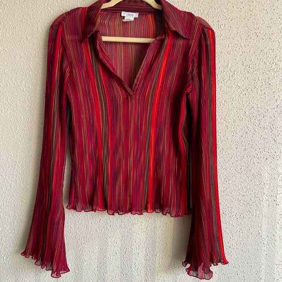 Ruffle Trim V-Neck Blouse - Picture 1 of 4